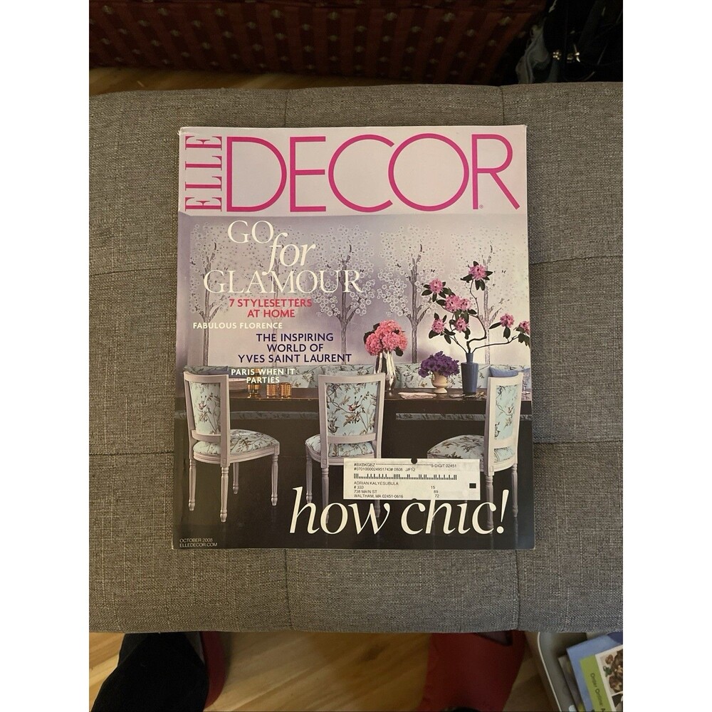 2008 OCTOBER ELLE DÉCOR MAGAZINE - HOW CHIC! FRONT COVER - E 1941